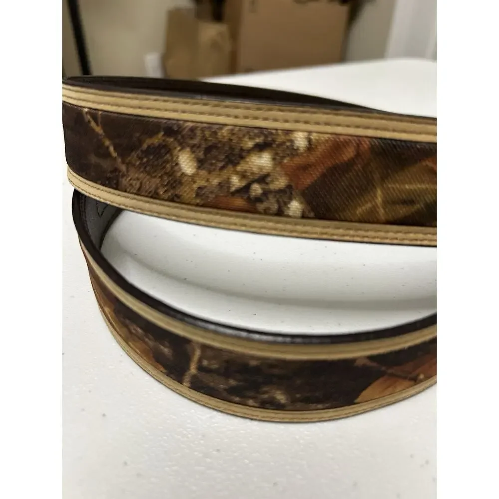 John Deere Men's Genuine Top Grain Leather Belt Brown and Camouflage Size 40